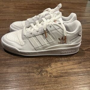 Adidas Women's White and Gold Sneakers
